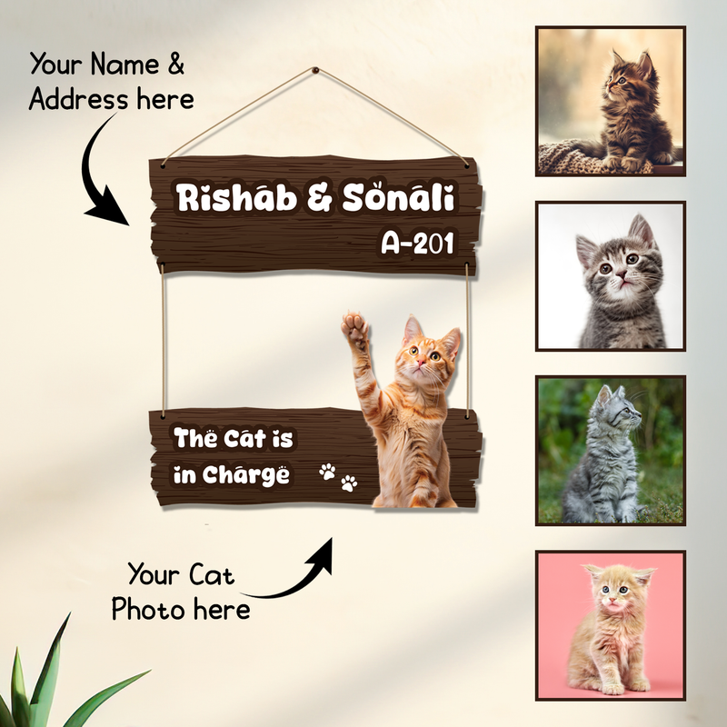 Cat in Charge – Custom Cat Nameplate