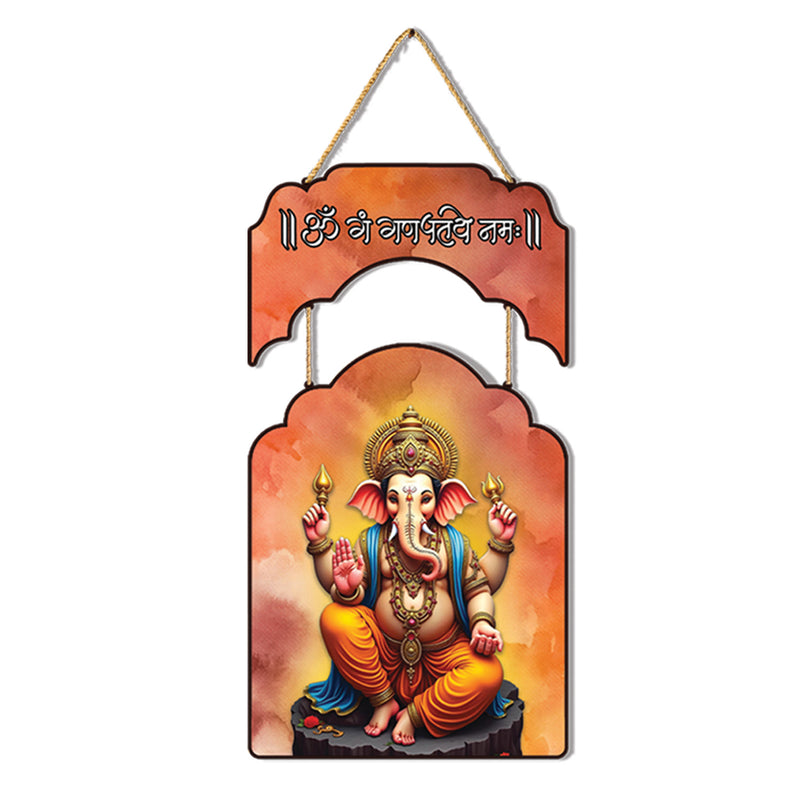 Lord Ganesha MDF Wall Hanging with Sanskrit Mantra