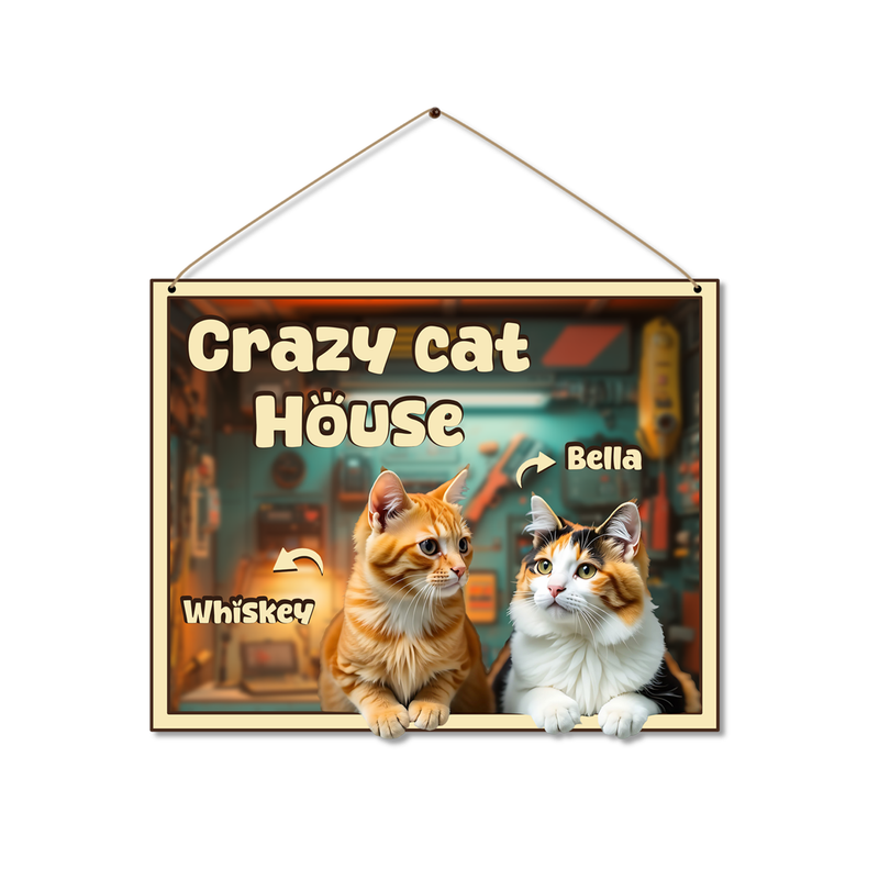 Crazy Cat House – Customizable Cat Name Plate