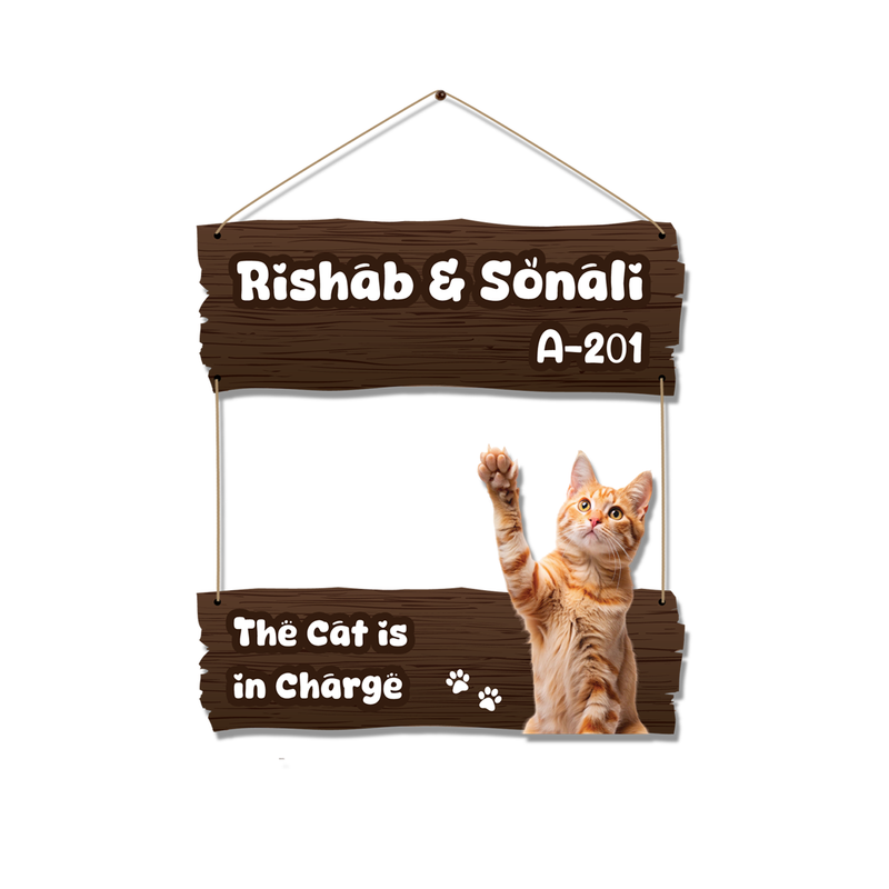 Cat in Charge – Custom Cat Nameplate