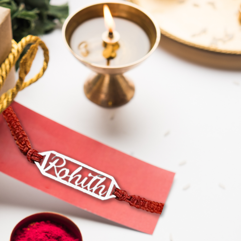 Personalized Pure Silver Name Rakhi – Bold. Unique. Timeless.