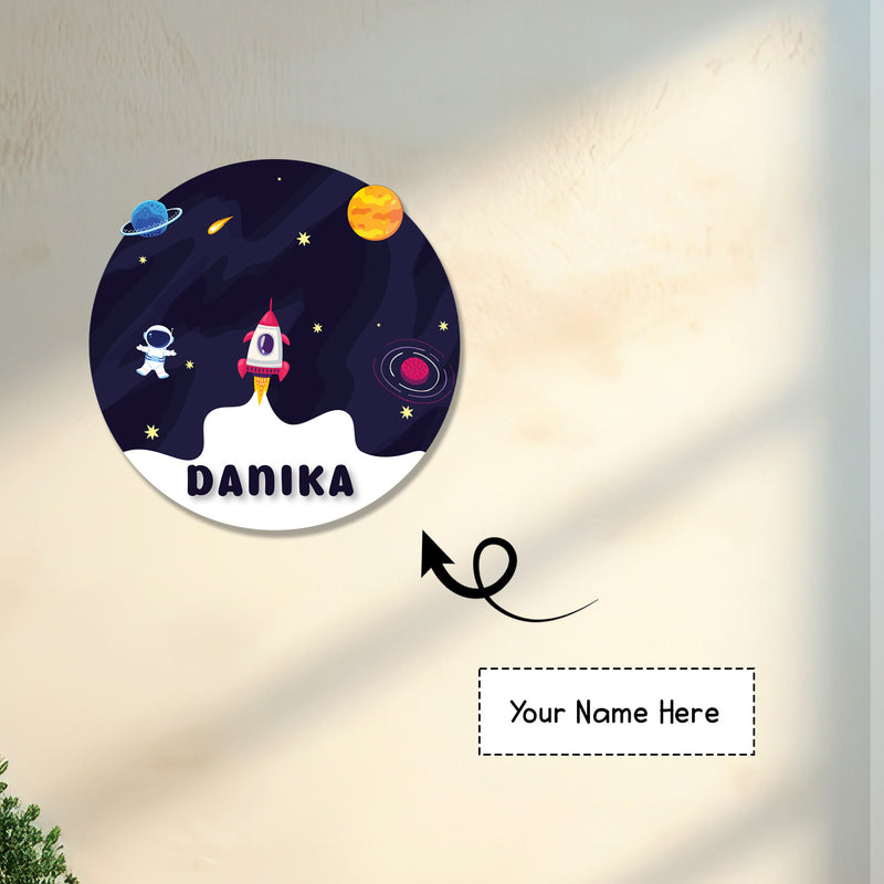 Space-Themed 3D Round Nameplate