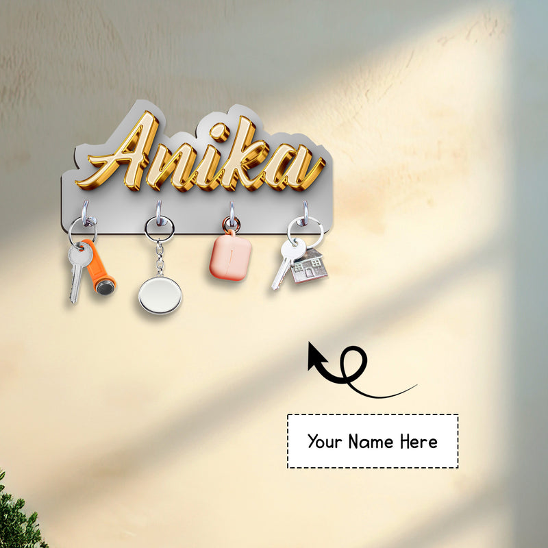 Beige-Grey Personalized 3D Name Keyholder
