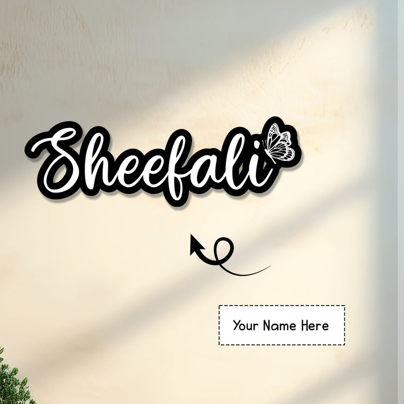 Customised Name Wooden Plate with Butterfly Accent