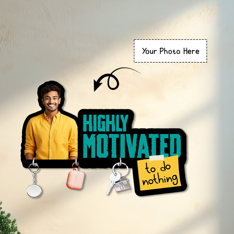 Personalized “Highly Motivated to Do Nothing” Photo Key Holder