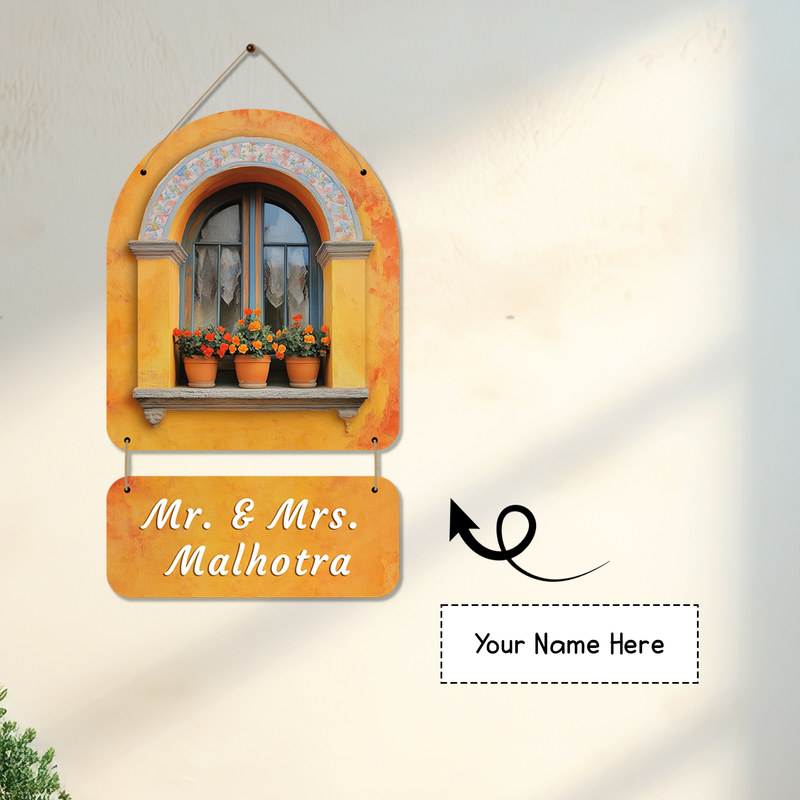 Personalized Floral Window Nameplate – Hanging Design