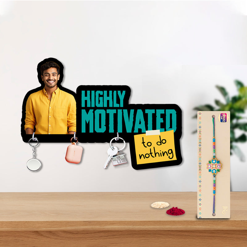Personalized “Highly Motivated to Do Nothing” Photo Key Holder