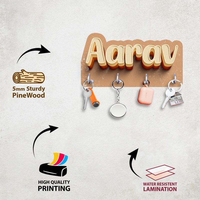 Beige Personalized 3D Name Keyholder