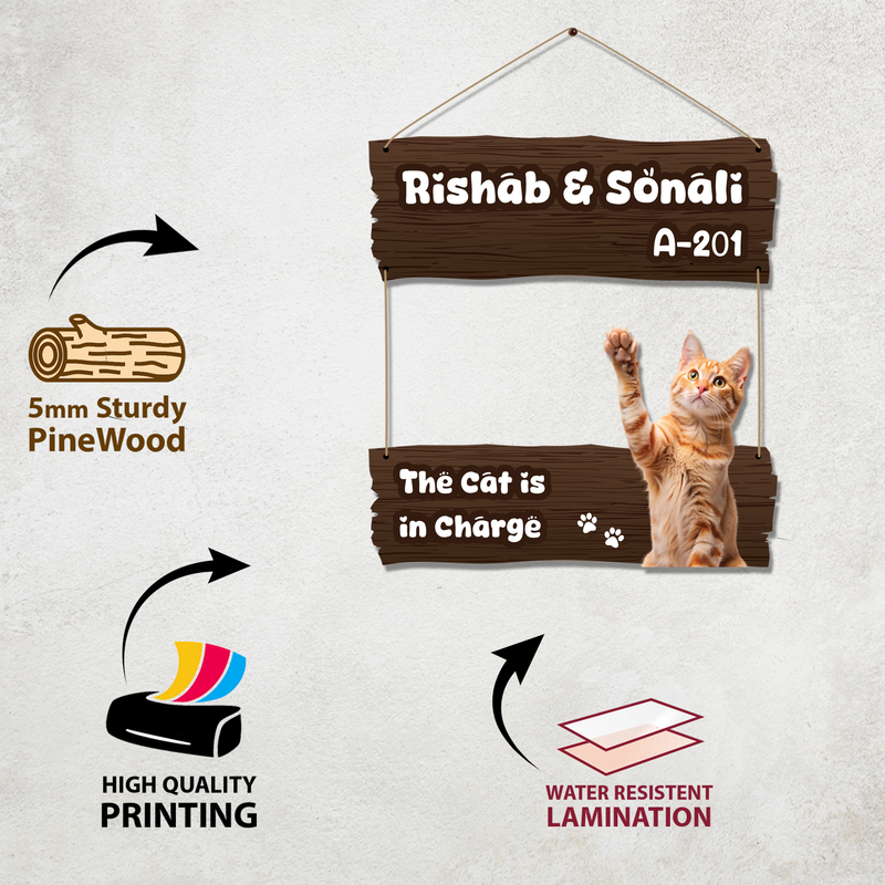 Cat in Charge – Custom Cat Nameplate