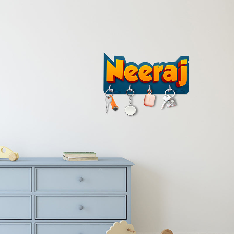 Bold Blue Personalized 3D Name Keyholder