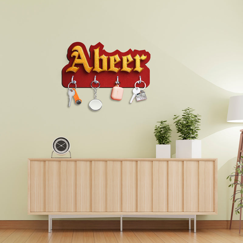 Crimson Red Personalized 3D Name Keyholder