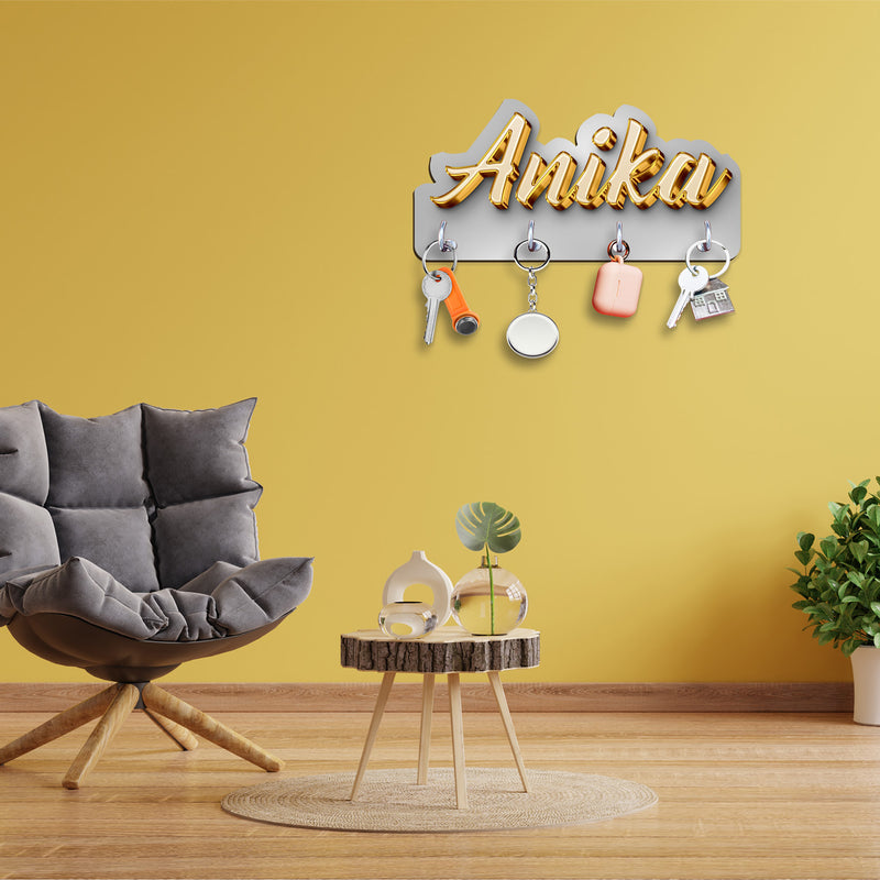 Beige-Grey Personalized 3D Name Keyholder
