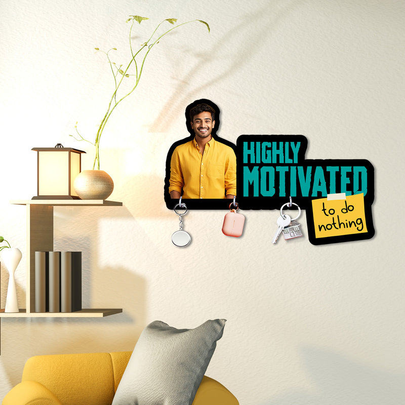 Personalized “Highly Motivated to Do Nothing” Photo Key Holder