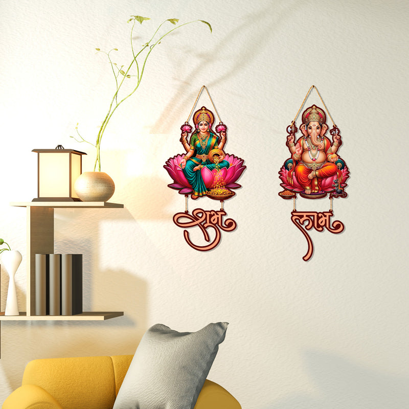 Lakshmi Ganesha MDF Wall Hanging with Sanskrit Shlokas – Diwali Special