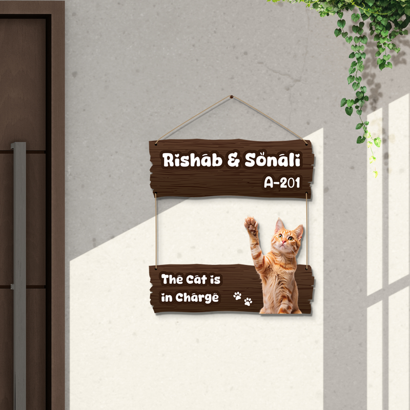 Cat in Charge – Custom Cat Nameplate