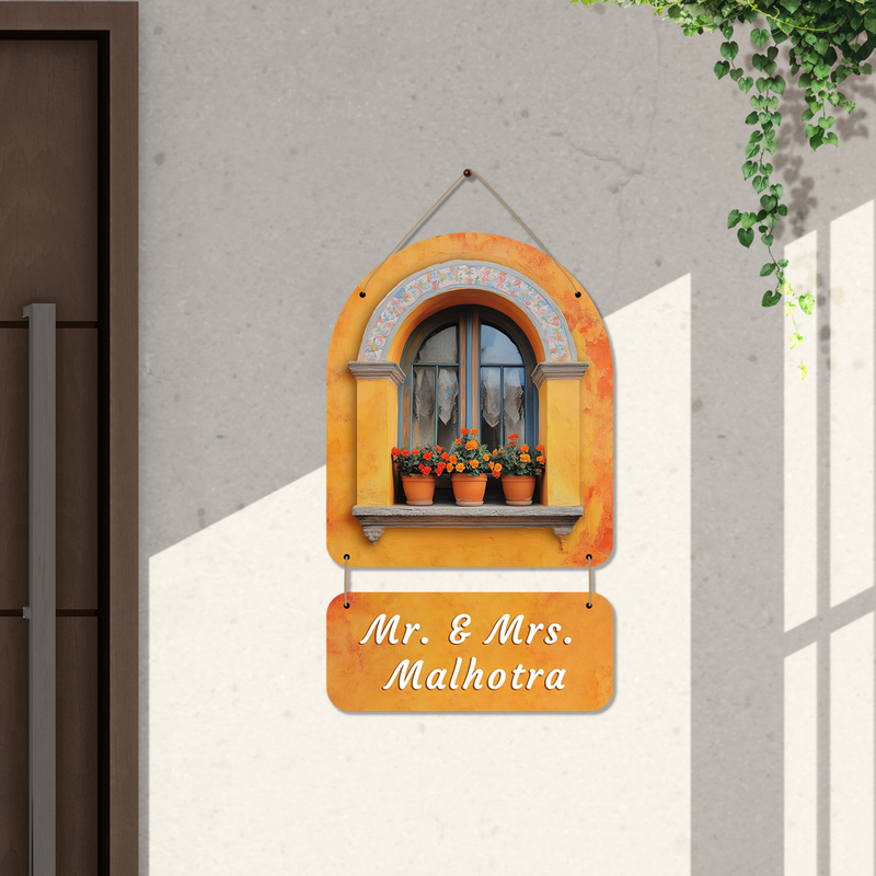 Personalized Floral Window Nameplate – Hanging Design