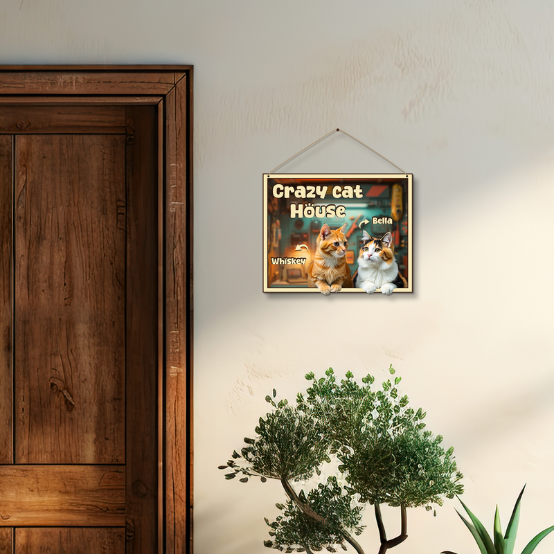 Crazy Cat House – Customizable Cat Name Plate