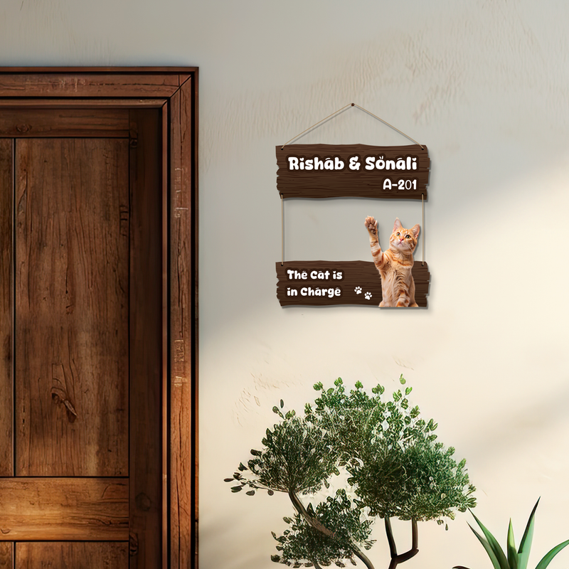Cat in Charge – Custom Cat Nameplate