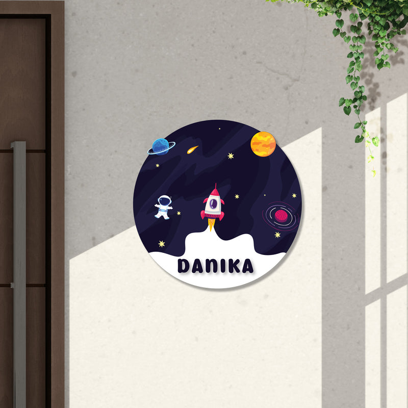 Space-Themed 3D Round Nameplate