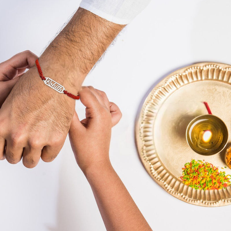 Personalized Pure Silver Name Rakhi – Bold. Unique. Timeless.
