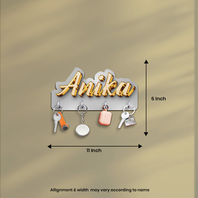 Beige-Grey Personalized 3D Name Keyholder