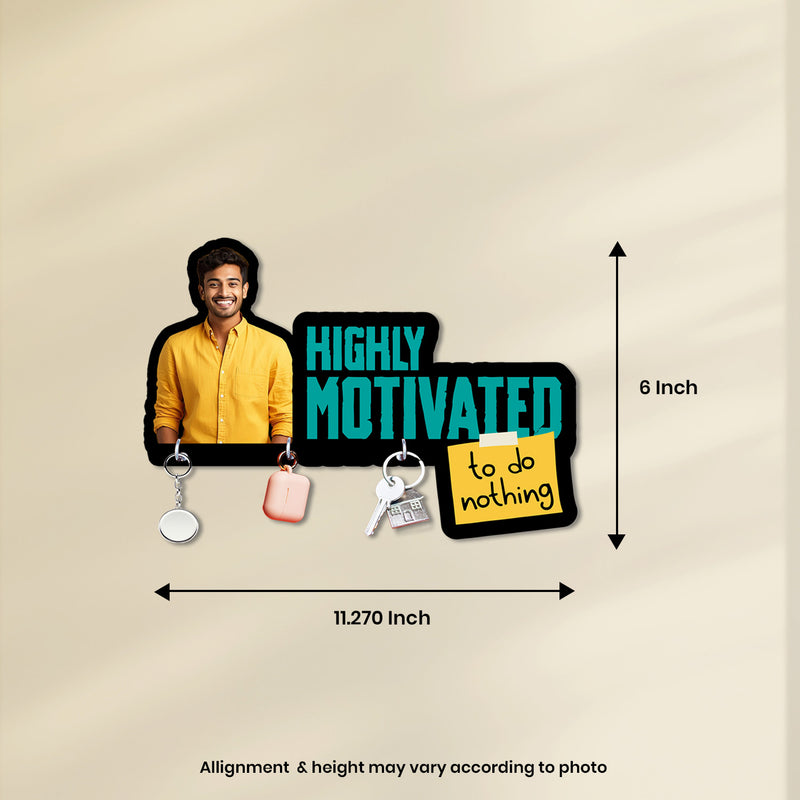 Personalized “Highly Motivated to Do Nothing” Photo Key Holder