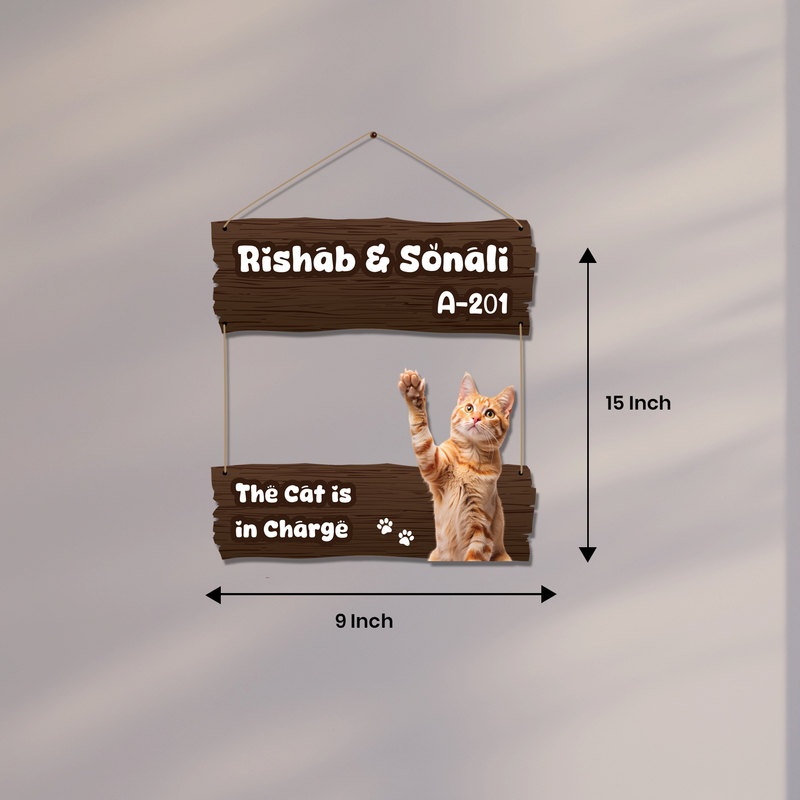 Cat in Charge – Custom Cat Nameplate