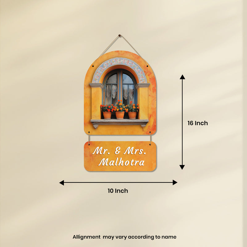 Personalized Floral Window Nameplate – Hanging Design